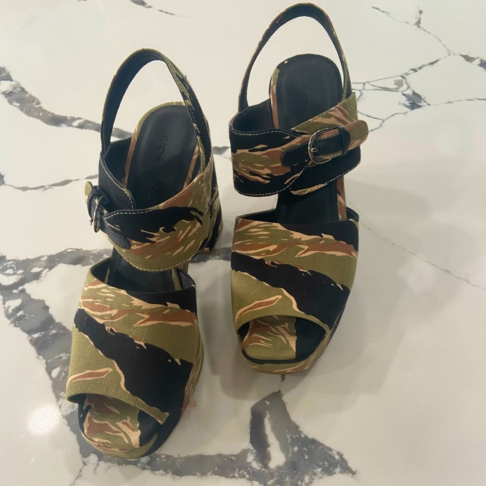 Rachel Comey fatigue print sandals, size 8